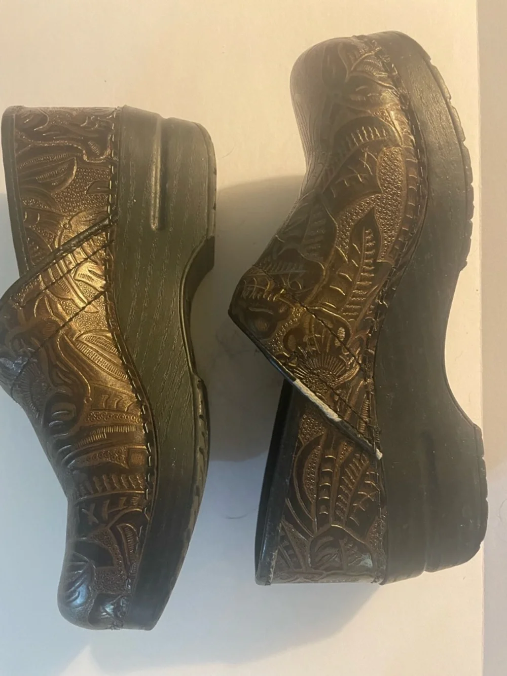 Women’s Dansko Embossed Leather Clogs - Dark Brown - Picture 2 of 4